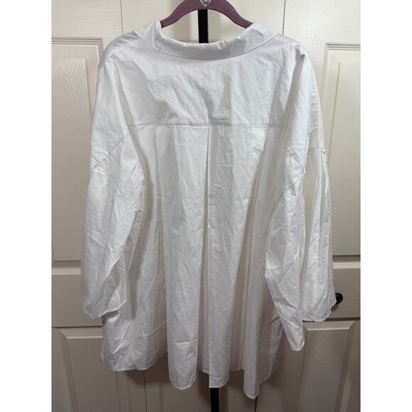Harshman Sz 2X Maureen Cotton Poplin Tunic Top Quiet Luxury‎ in White NEW - Picture 3 of 6